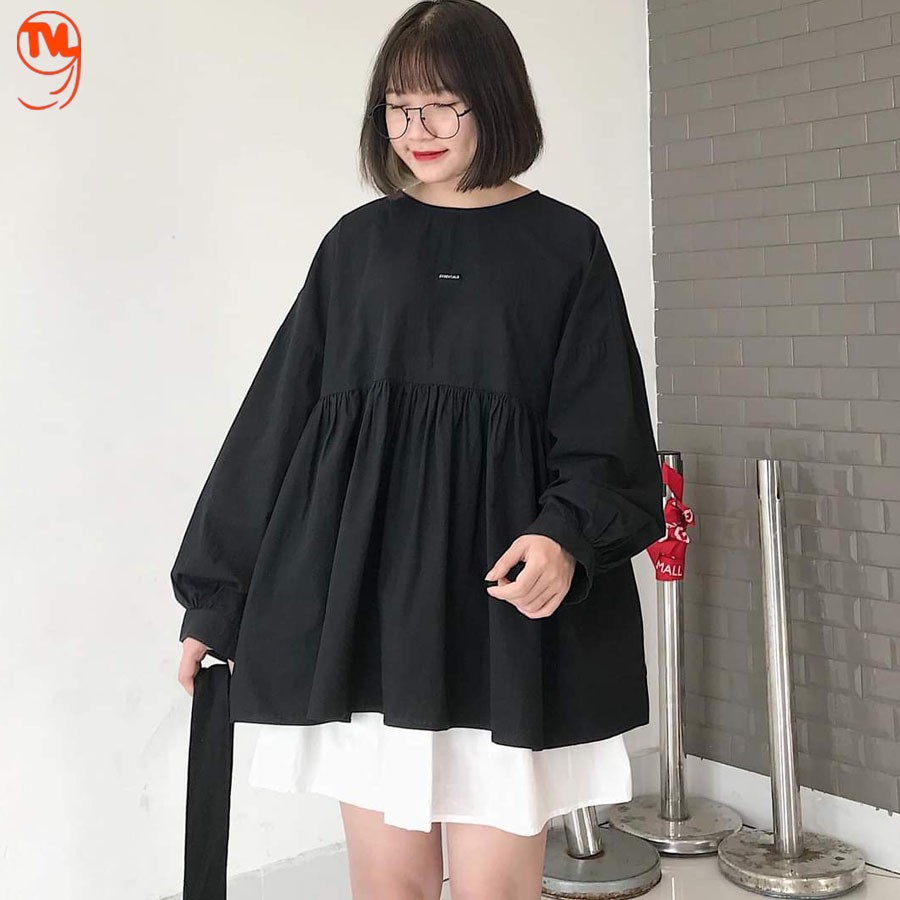 Áo babydoll TVL1999 hai màu trắng, đen from rộng tay bèo tiểu thư dành cho các bạn nữ đáng yêu chất liệu cao cấp.