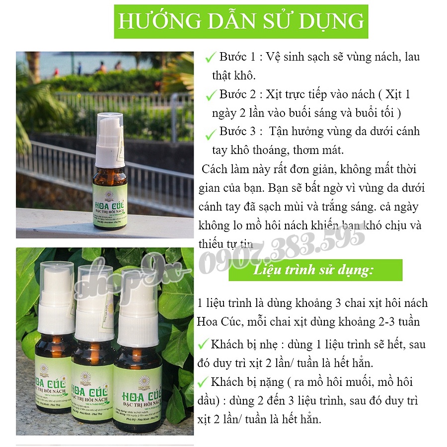 Xịt Hôi Nách Hoa Cúc Chính Hãng 10ml - Triệt Thâm - Ngăn Tiết Mồ Hôi - Hôi Nách Lâu Năm