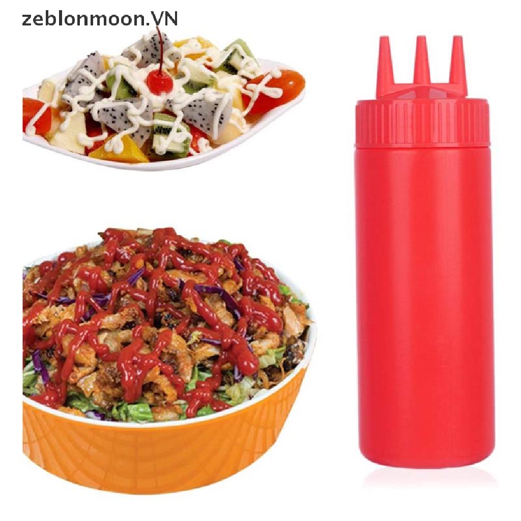 Bình Đựng Nước Sốt Bằng Nhựa Thiết Kế 3 Lỗ Có Nắp Vặn Thuận Tiện Cho