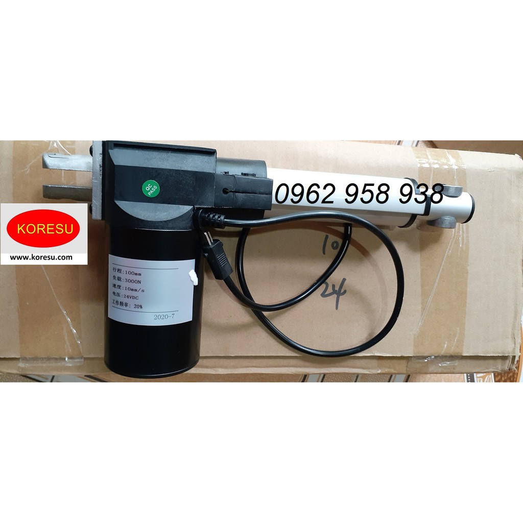 Xilanh điện nâng hạ 300kg với tốc độ 10mm/s, hành trình 100mm, điện 24v.