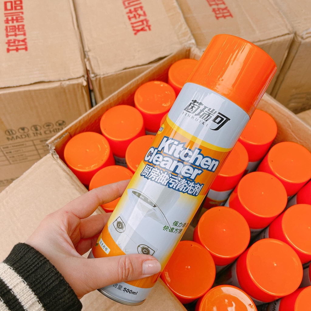 Bình xịt bọt tuyết tẩy rửa siêu sạch mầu cam kitchen cleaner nhà bếp 500ml