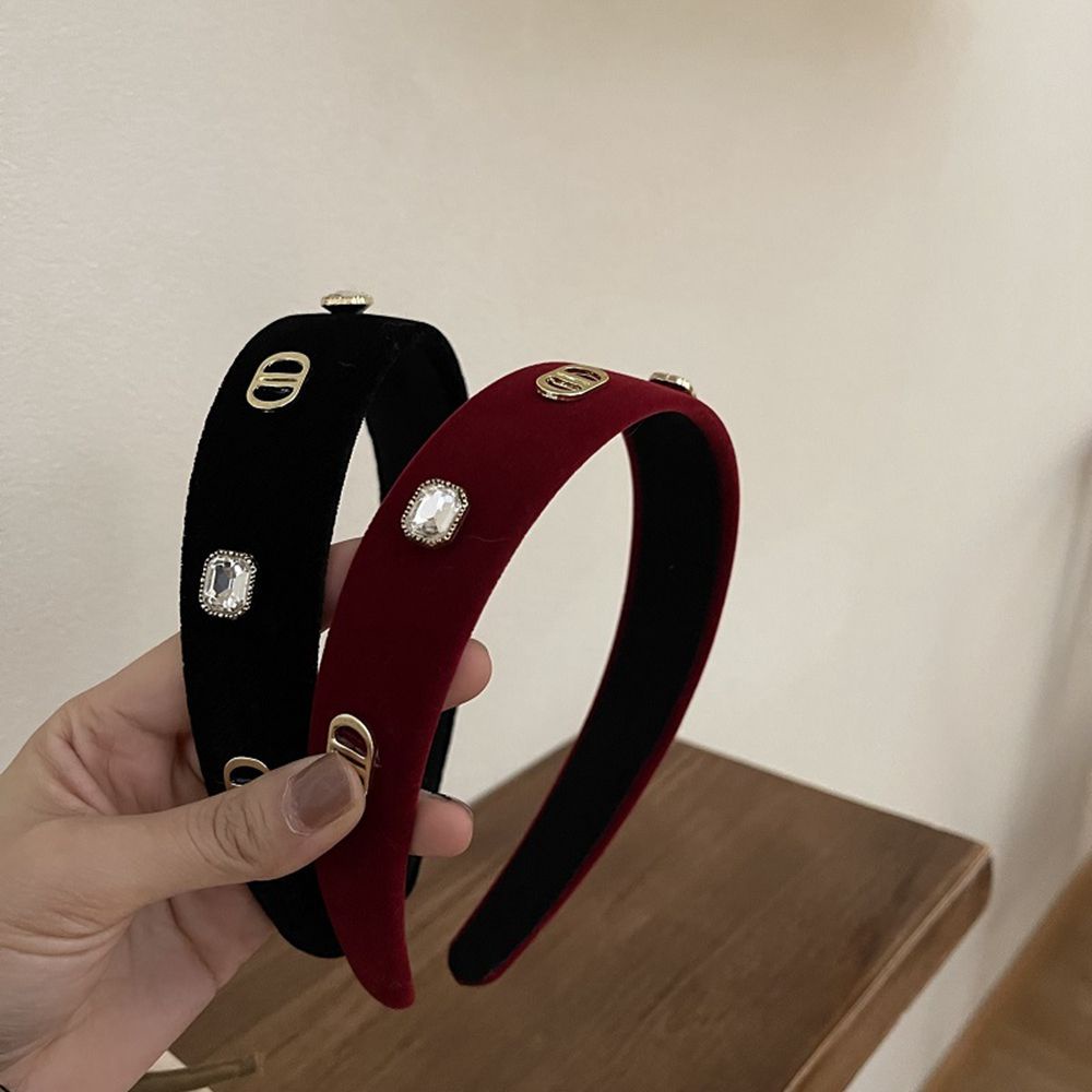 Cài tóc vải nhung họa tiết chữ D phong cách Hàn Quốc dễ thương thời trang thu đông cho nữ