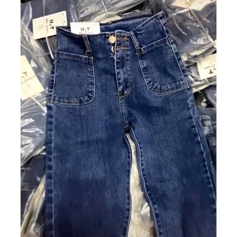 Quần bò 2 túi ốp lưng cao tôn dáng