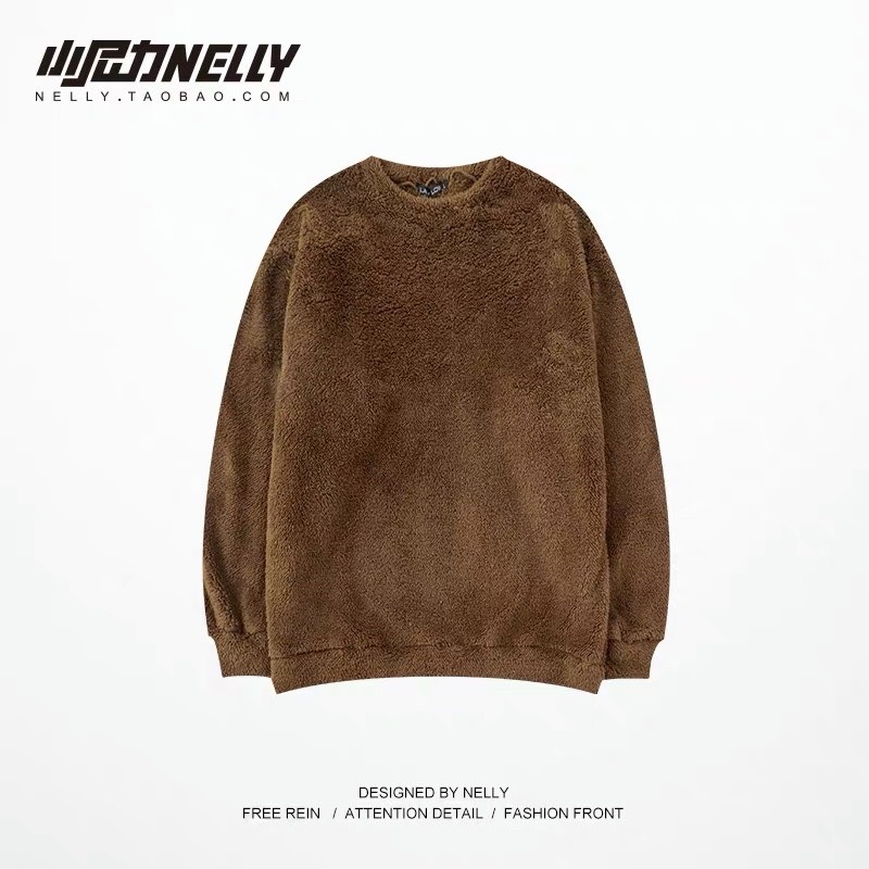 Áo Sweater Lông Tay Dài Cổ Tròn Dày Dặn Ấm Áp Cho Nam Nữ