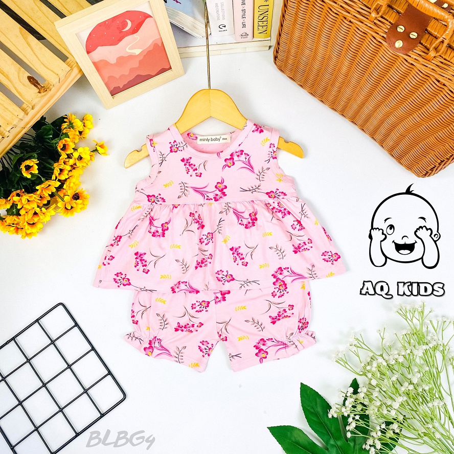 [Bé 7-22kg] Bộ Quần áo Ba Lỗ MINLYBABY Chính Hãng Cho Bé Gái, Bộ Bánh Bèo Bé Gái Unibaby BLBG4