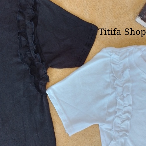 Áo Thun Nữ Ngắn Tay Cổ Tròn Phối Viền Bèo Áo Kiểu Chất Vải Thun Bozip - Titifa Shop
