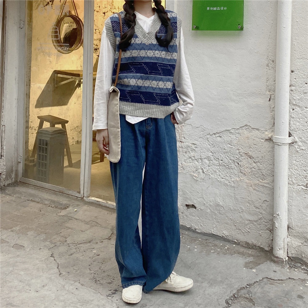 Áo thun dáng rộng/ Áo dệt kim không tay phong cách thời trang Hàn Quốc