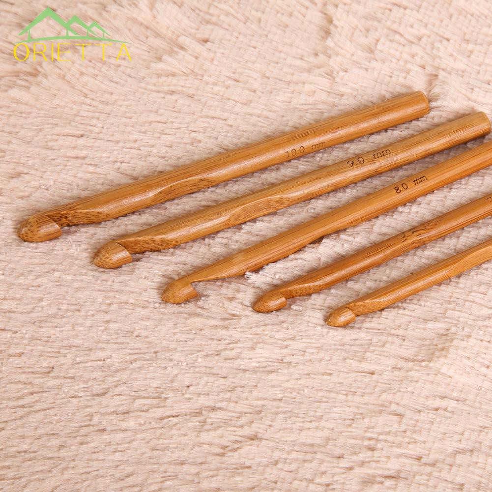 Orietta♛12-Size Bamboo Handle Crochet Hook Knit Weave Yarn Craft Knitting Needle