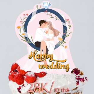 Set 10 thẻ cắm Wedding cô dâu chú rể ngồi