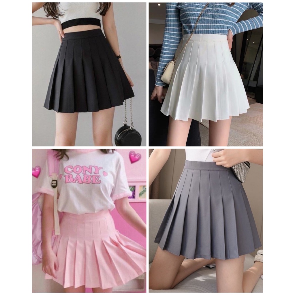 Chân váy xếp ly ngắn xòe tennis đen siêu hot skirt cá tính thể thao năng động có quần lót bên trong