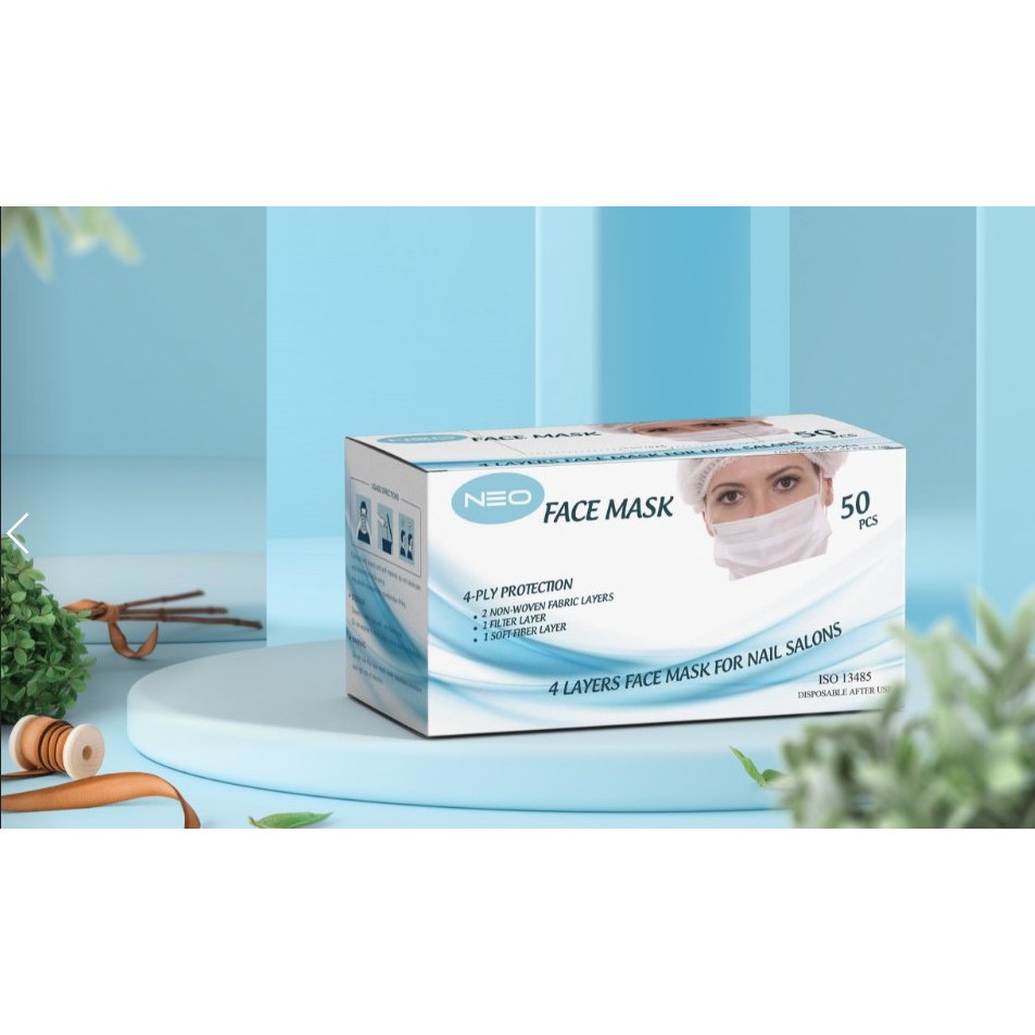 Khẩu Trang Y Tế Neo 4 Lớp Loại Khẩu Trang Y Tế Kháng Khuẩn Màu Xanh Hộp 50 Cái Đóng Gói 10 Cái/Túi Tiện Lợi
