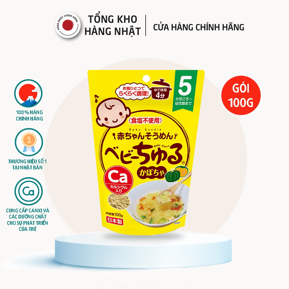 Mì Soumen Tách Muối Bổ Sung Canxi Baby Churu Meiwa Vị Bí Đỏ Nhật Bản (100G)