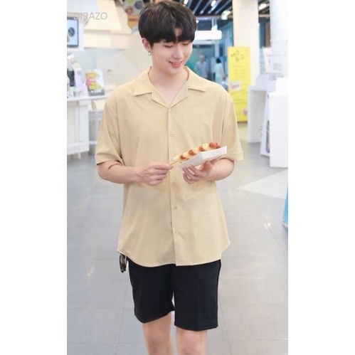 Áo sơ mi tay ngắn nam nữ form rộng sơ mi cổ vest unisex tay lỡ, chất vải lụa mịn chống nhăn