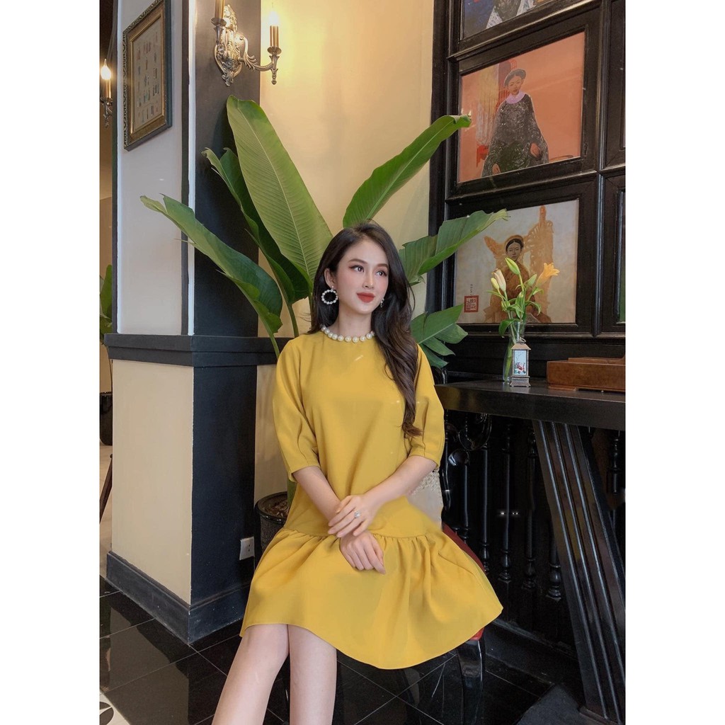 (kèm ảnh thật) Đầm suông chân cá cổ kết ngọc TK - D492