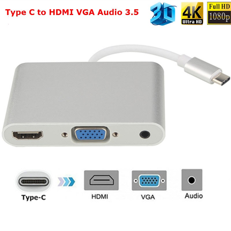Cáp chuyển USB Type-C to HDMI / VGA + Audio