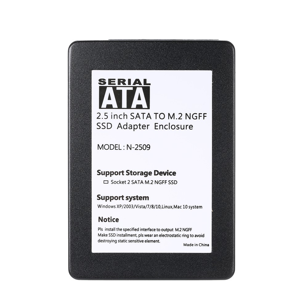 Ê Black Metal SSD Enclosure M.2 NGFF SSD to 22Pin 2.5'' 2280 SATA Adapter Card 7mm Height