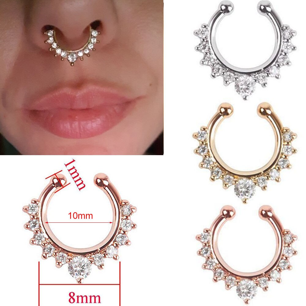 Khuyên Mũi Dạng Kẹp Không Xỏ Đính Đá Zircon Giả Thời Trang Cho Nam Và Nữ