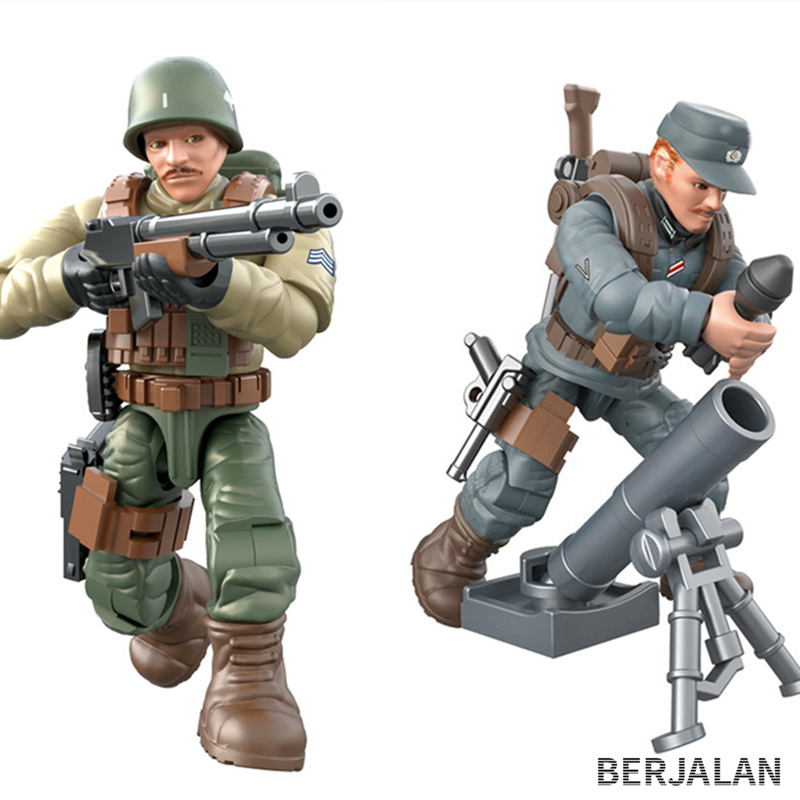 【Toy】 WW2 Quân Binh Lính Quân Đức Liên Xô Hình Vũ Khí Mô Hình Khối Xây Dựng Đồ Chơi Chiến Tranh Thế Giới 2 Đội Bộ Xe Xe Máy BT14