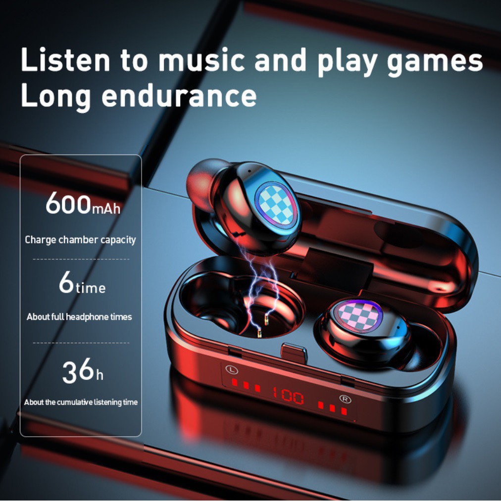 Tai Nghe Bluetooth TWS 5.0 Truewireless 9D màn hình led tích hợp Micro kháng nước tặng kèm hộp sạc mã M8 DL TECH