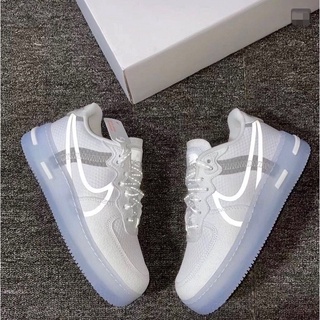 Giày Nike AF1 White Ice trắng đế dạ quang Full Bill Box, Giày Thể Thao Sneaker Nike Air Force 1 React Nam Nữ