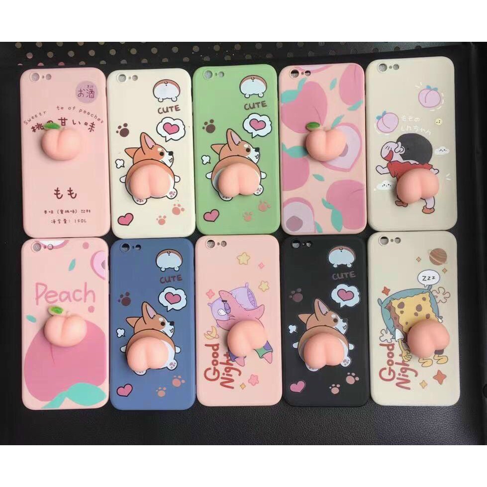 CUTE Ốp lưng iphone mochi cạnh vuông  shin đào bóp 6 / 6s / 7 / 8 / plus / X / XS / XR / 11 / 12 / MINI / PRO / MAX