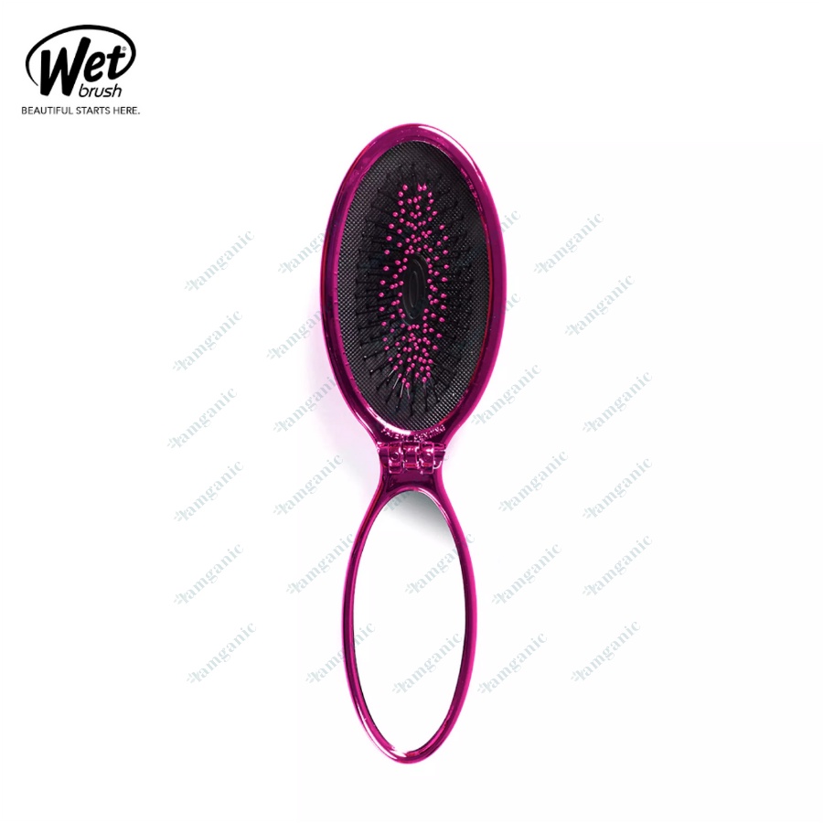 Lược gỡ rối WET BRUSH Mini Pop and Go chính hãng có gương tiện dụng, vào nếp nhanh chóng