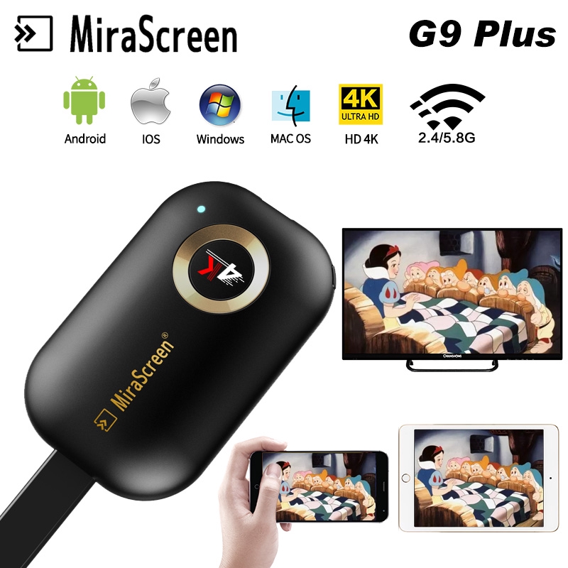 Thiết bị nhận tín hiệu hiển thị WiFi không dây Mirascreen G9 Plus 5G 4K Miracast Airplay DLNA