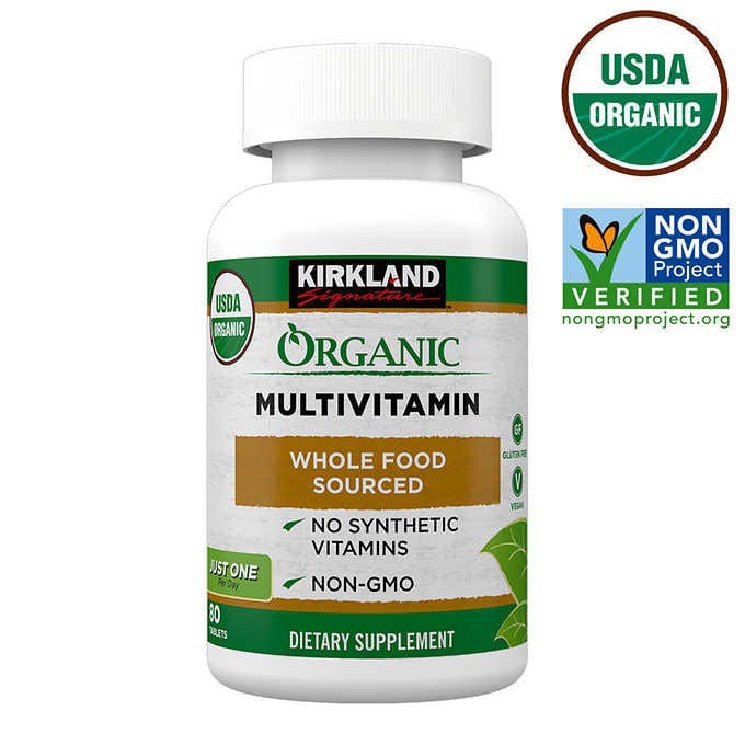 Multivitamin hữu cơ Kirkland Signature chai 80v