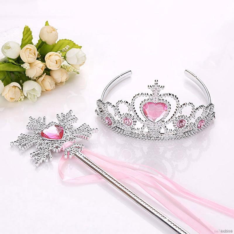 Set vương miện công chúa băng giá + gậy phép thuật dành cho bé gái
