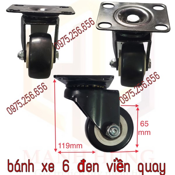 Bánh Xe 6 đen Viền Quay