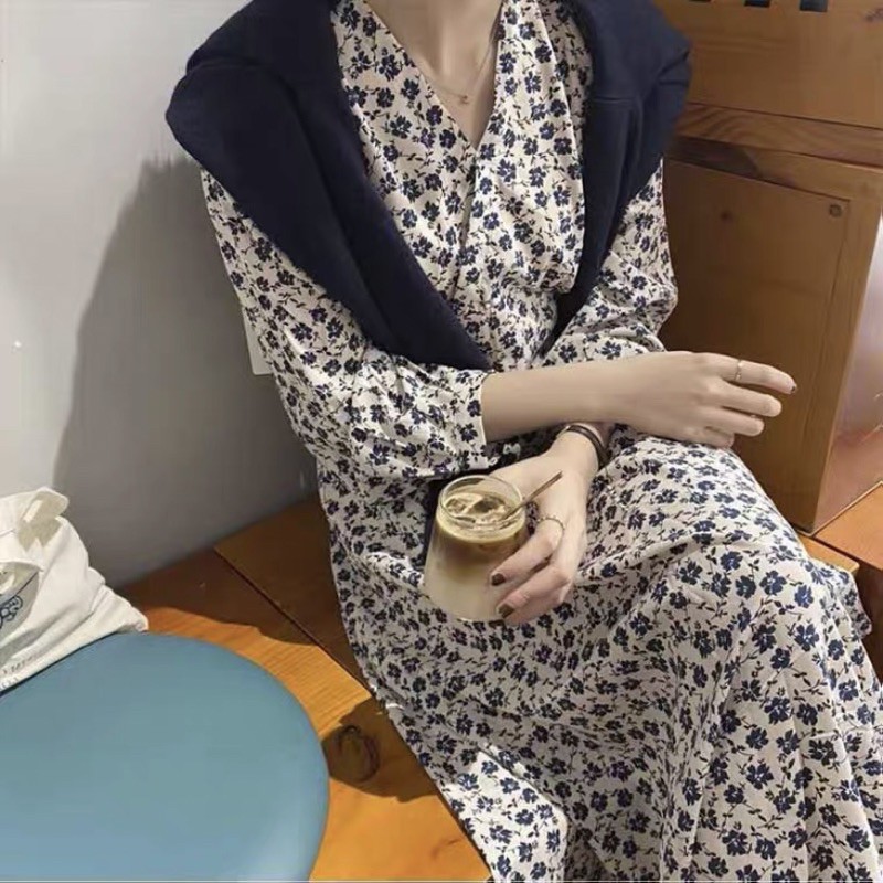 váy hoa nhí vintage chéo cổ dáng dài Ulzzang style 🌸 VKE 9171 Hàng Quảng Châu | BigBuy360 - bigbuy360.vn