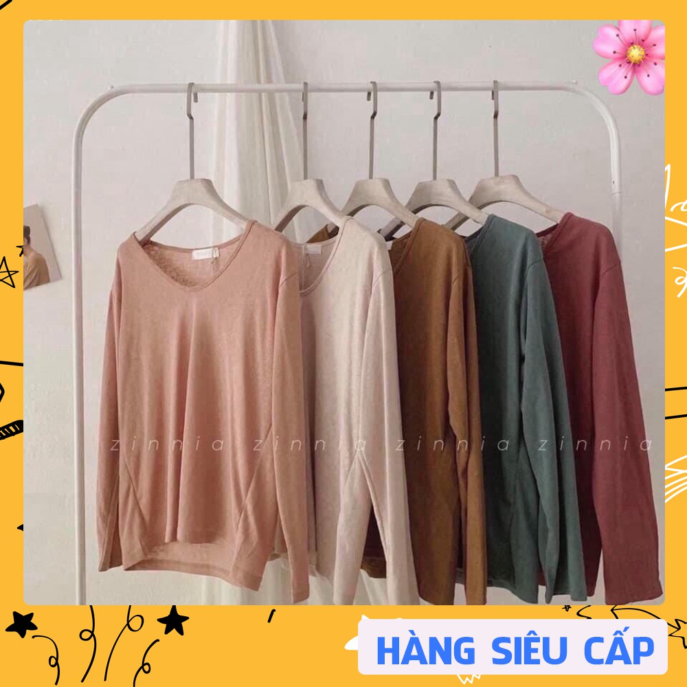 Áo phông giấy cổ vịt tay dài nữ - Áo thun suông mỏng hot trent ulzzang korea HOT [S11]