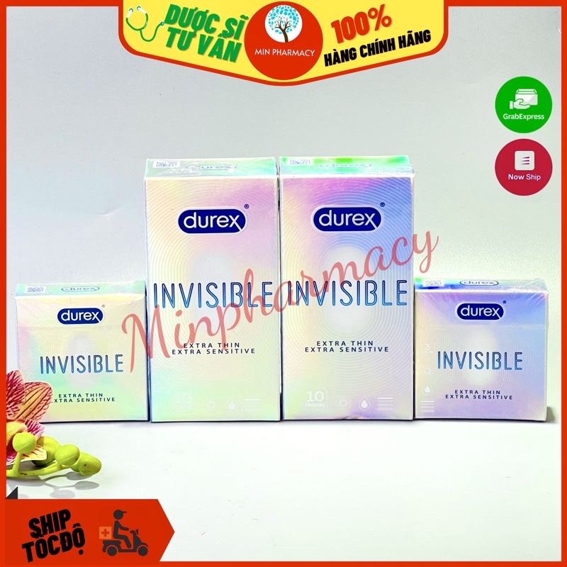 Bao cao su DUREX Invisible Extra thin Siêu Mỏng Che tên sản phẩm - Minpharmacy