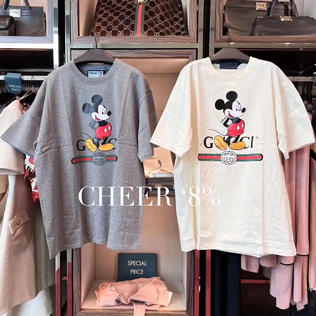 DISNEY Áo Thun GTay Ngắn In Hình Chuột Mickey Dễ Thương Cho Nam Và Nữ