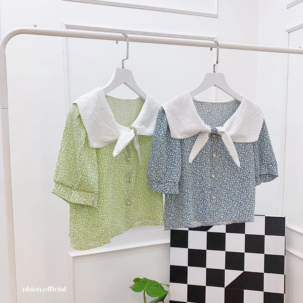 Áo Kiểu Nữ Hoa Thắt Nơ_Nhienvintage BA46