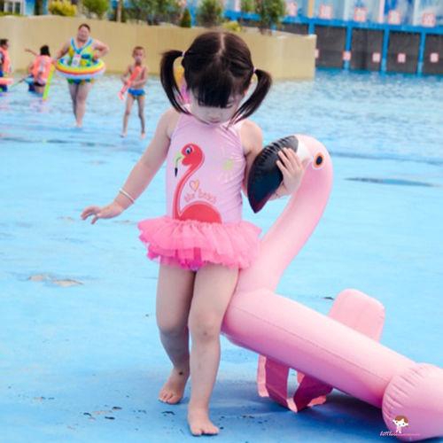 ❤XZQ-Kids Baby Girl Ruffled Flamingo Print Onepiece Swimwear Beach Swimsuit Bathing suit