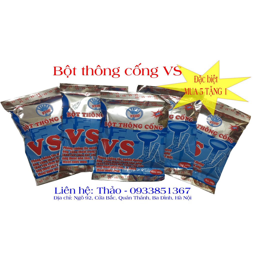 Combo 5 gói Bột thông cống VS, TIẾT KIỆM 30%