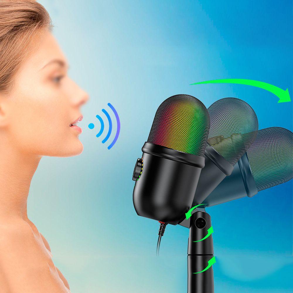 ♪JONY♪ Noise Reduction USB Condenser Microphone Mobile Phone Live Desktop Microphone V5 Condenser Microphone RGB Microphone Dub Recording Accessories With Ear Monitor K Song Game RGB Lights