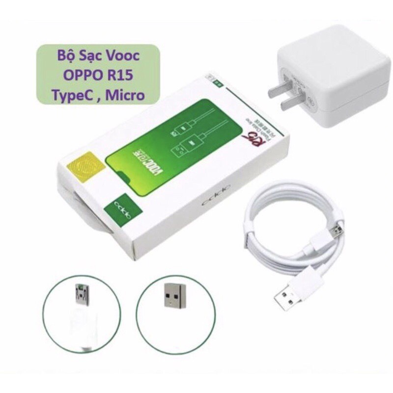 BỘ SẠC VOOC OPPO R15 - 5V 4A - Cam kết loại xịn - SẠC OPPO F9, F11 - Bảo Hành 12 Tháng