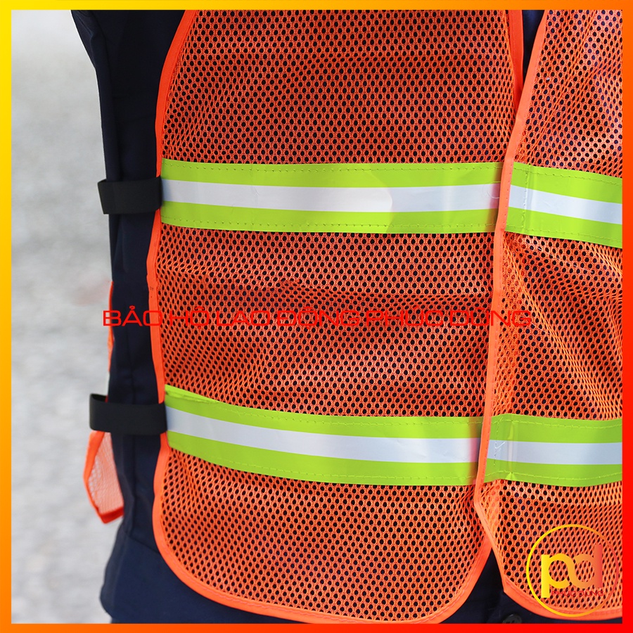 Áo gile lưới phản quang phát sáng khoác ngoài có thun 2 bên giá rẻ, tiện lợi, áo kỹ sư hàn quốc công trình giá rẻ