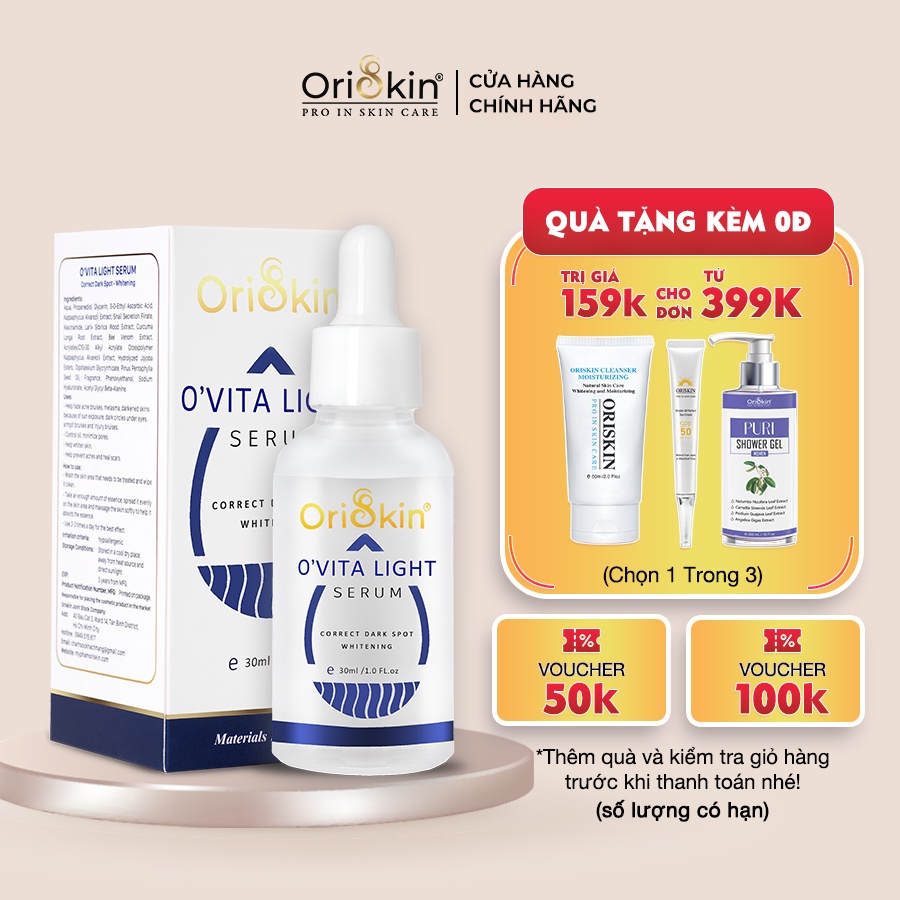 Serum Mờ Thâm Kiềm Dầu Trắng Da Kiềm Dầu Se Khít Lỗ Chân Lông Oriskin O’vita Light Serum 30ml