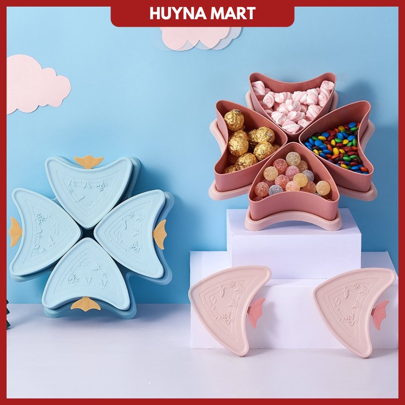 Khay Đựng Mứt Tết Bánh Kẹo Sáng Tạo Chia Ngăn Rời Kèm Nắp Đậy 6256