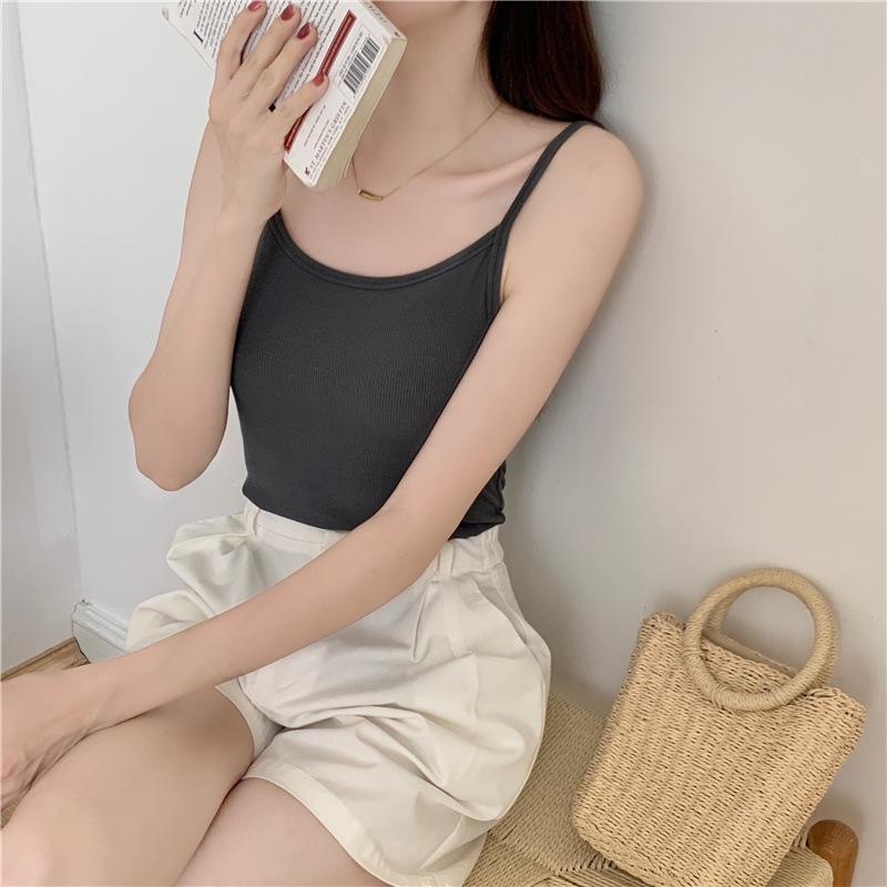 SUXI Áo Hai Dây Màu Sắc Đơn Giản Thời Trang Mùa Hè Cho Nữ