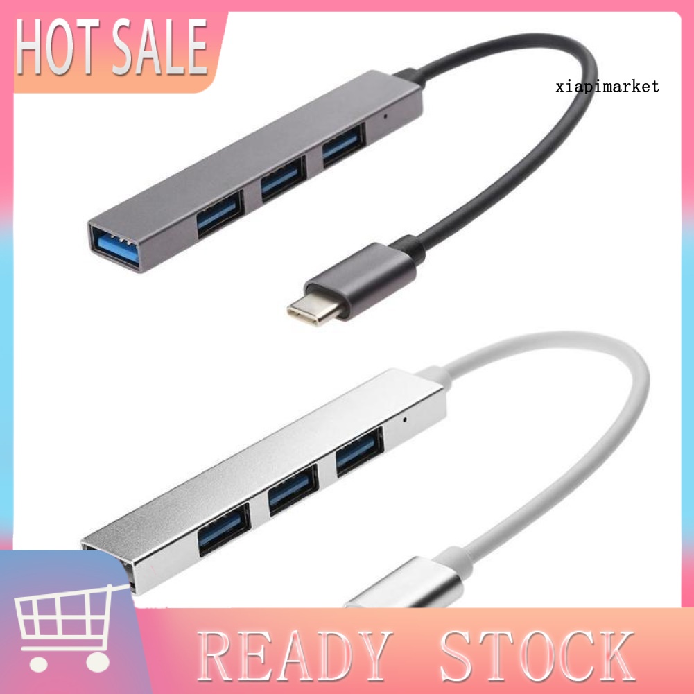 LOP_Ultra-Thin Portable Type-C to 4 USB Port Hub Expander for Laptop Tablet Computer