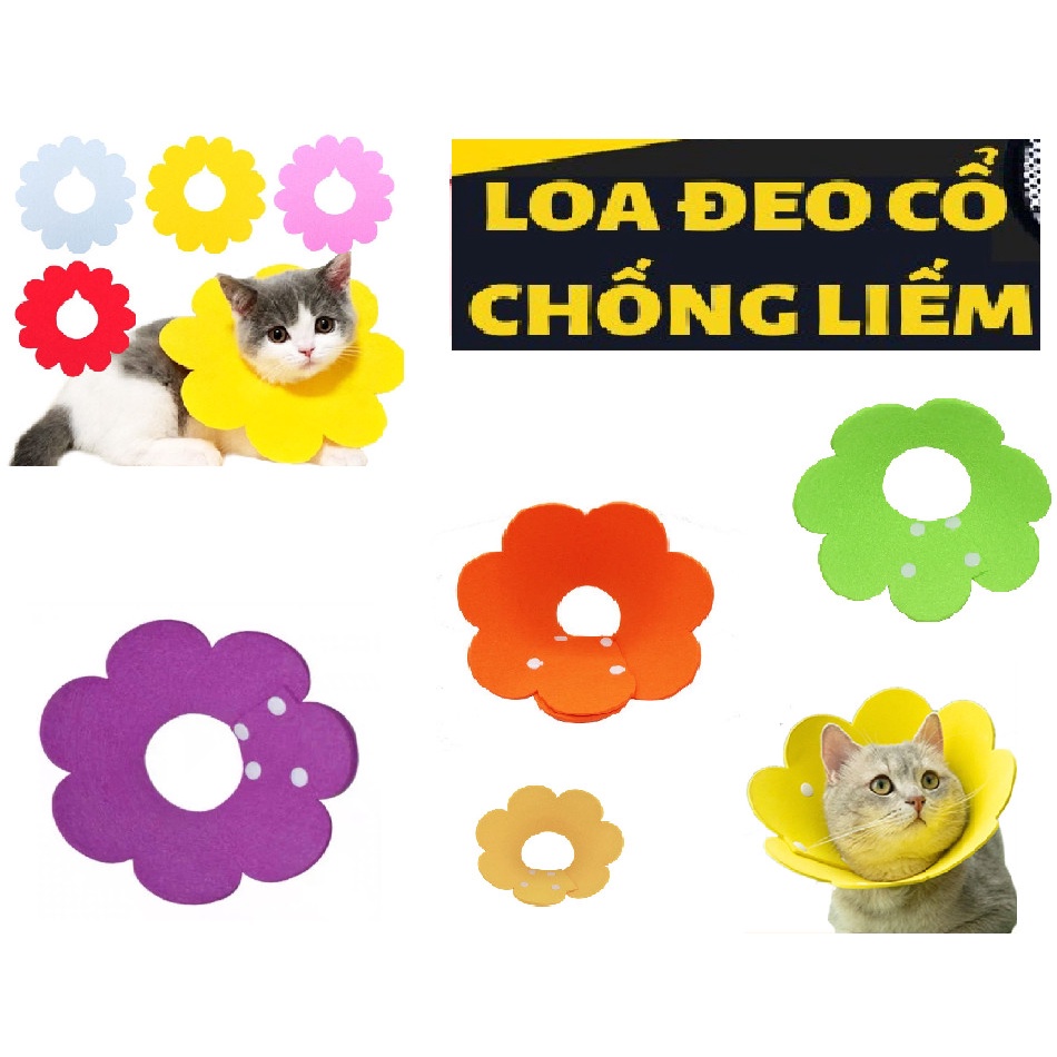 Vòng cổ chống liếm cho thú cưng - Loa đeo chống liếm cho chó mèo hình bông hoa nhiều màiu sắc