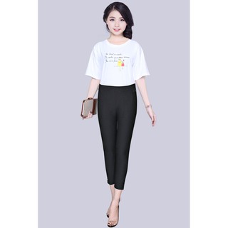 Quần lững nữ thun cotton co giản đính 10 nút lth10