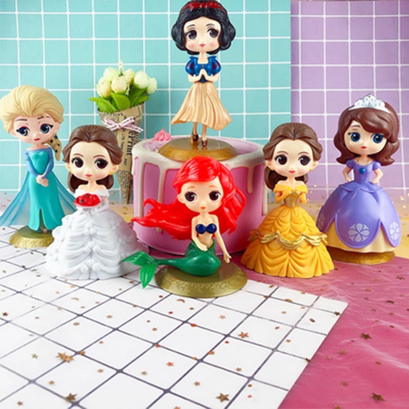 Mô Hình Búp Bê Công Chúa Anna Elsa Nàng Tiên Cá Alice Lọ Lem Nàng Tiên Cá Disney Trang Trí Bánh Kem Cho Bé