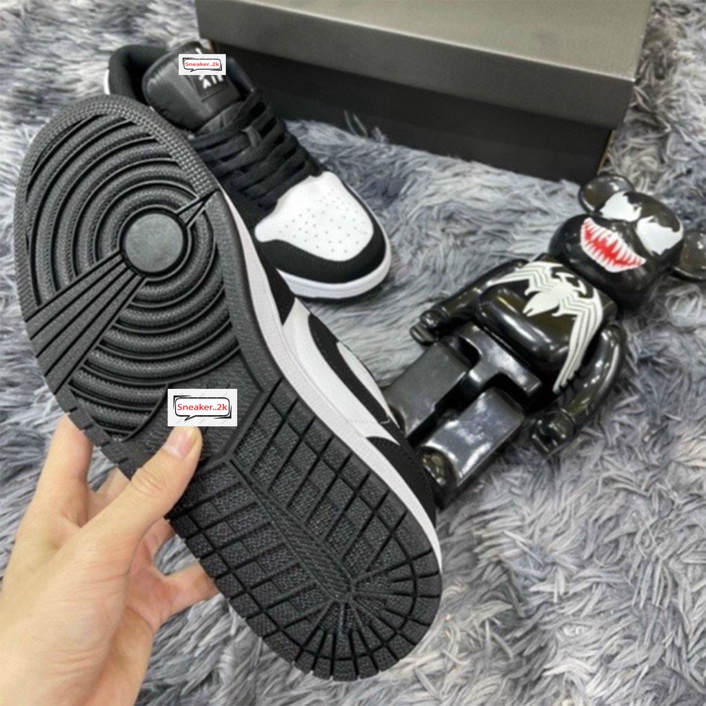 Giày jordan cổ thấp đen trắng, Sneaker nam nữ cổ thấp panda full bill, box