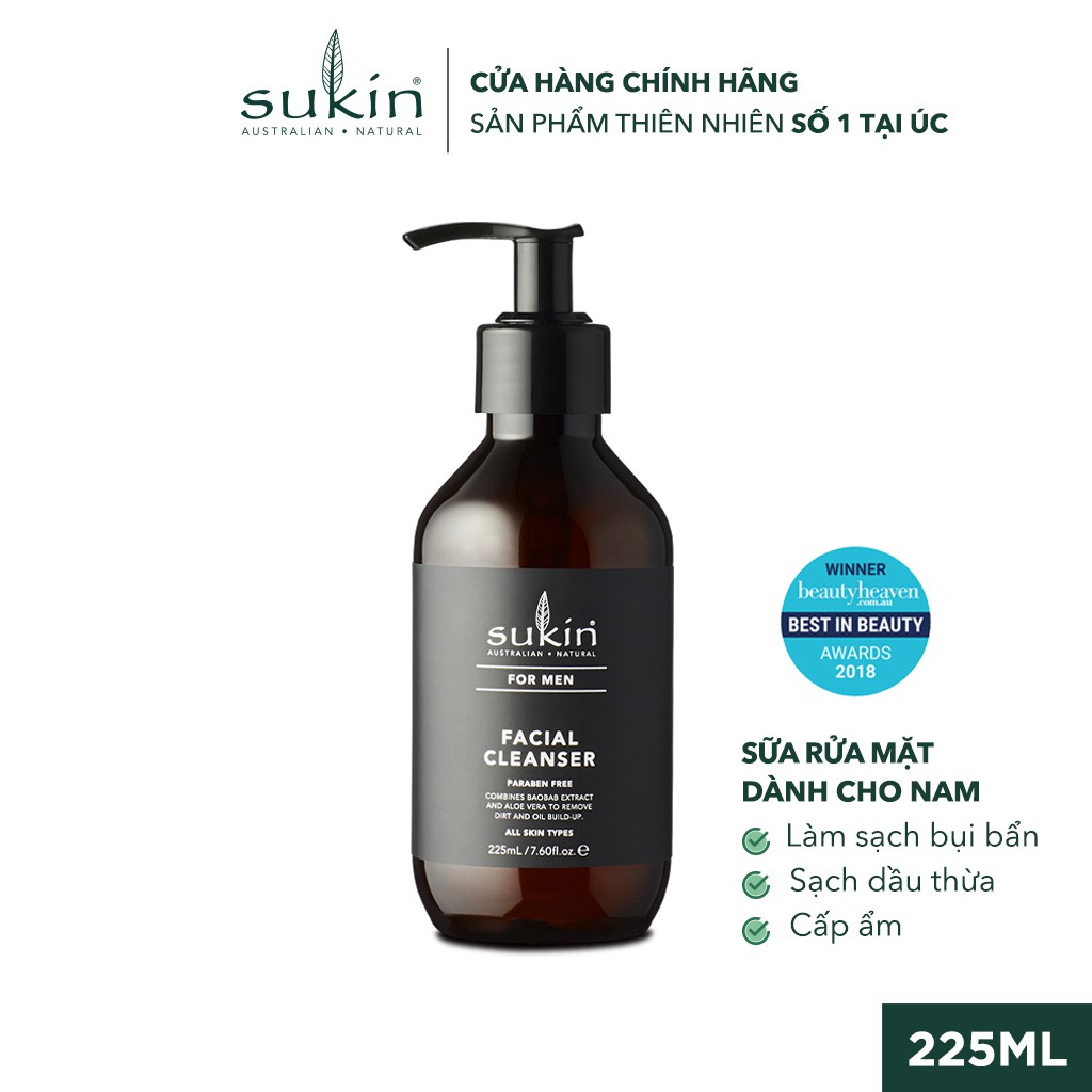 Sữa Rửa Mặt Dành Cho Nam Sukin For Men Facial Cleanser 225ml