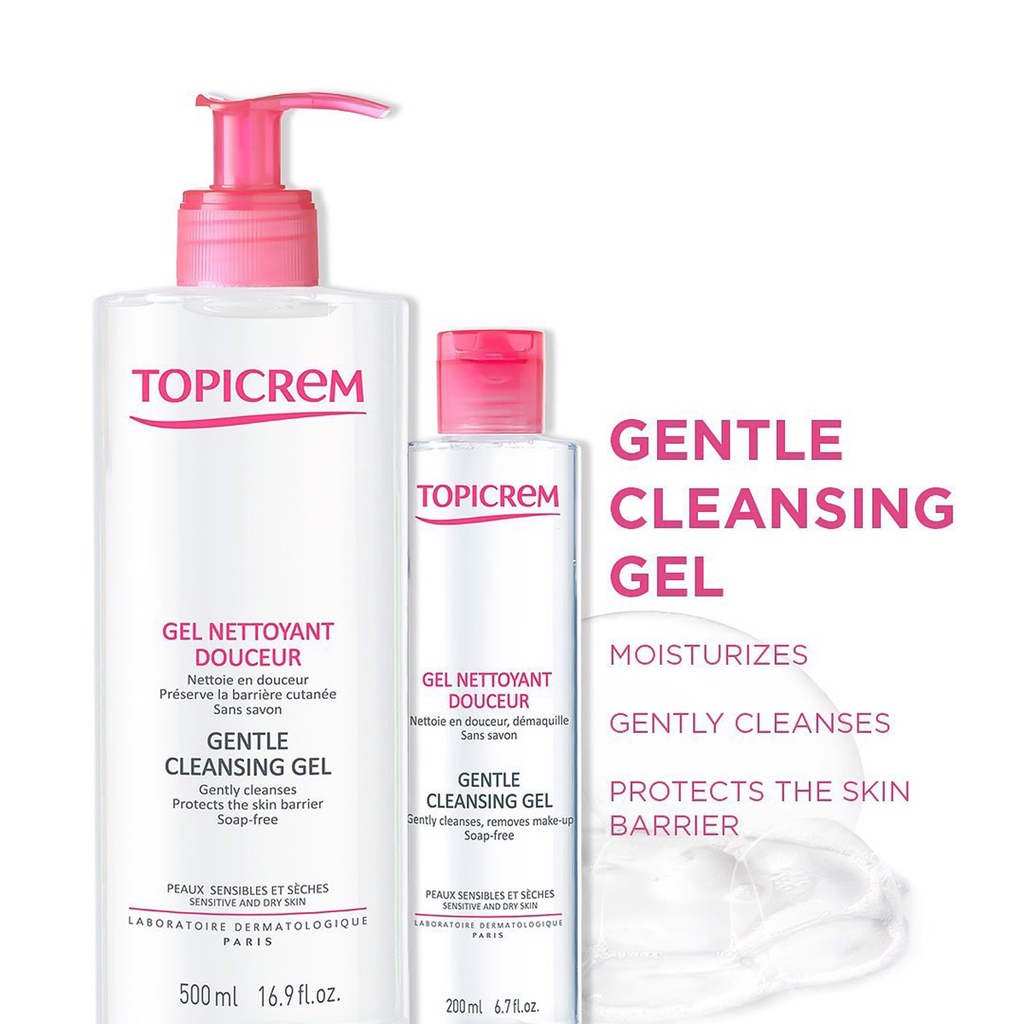 Gel rửa mặt TOPICREM Gentle Cleansing Gel  - Sữa rửa mặt Topicrem cho da khô
